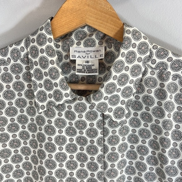 RENA Rowan for Saville Geometric Short Sleeve Shirt Hidden Buttons Size 16 - Picture 2 of 11